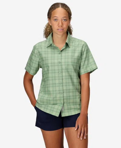Marmot Women's Air Exchange Novelty Short Sleeve Camp Collar Shirt In Agate Gree