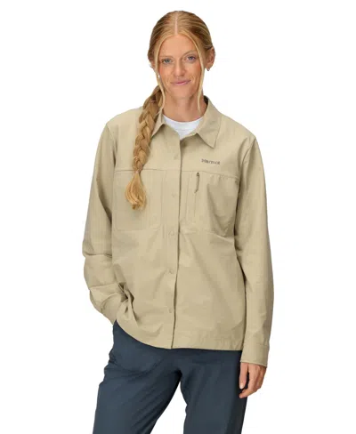 Marmot Women's Air Exchange Upf 40 Camp Collar Over Shirt In Chinchilla