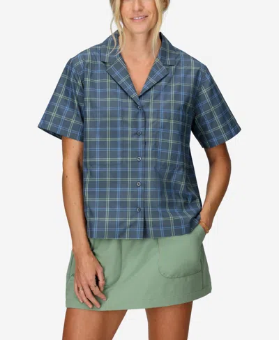 Marmot Women's Air Exchange Upf 40 Camp Novelty Short Sleeve Camp Collar Shirt In Thunderhead