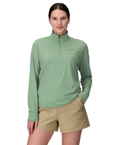 Marmot Women's Air Exchange Upf 50 1/4 Zip Shirt In Agate Gree