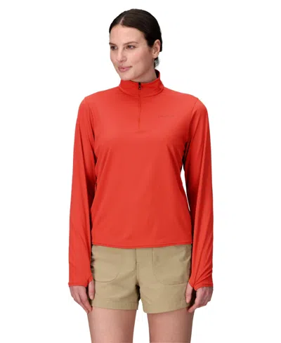 Marmot Women's Air Exchange Upf 50 1/4 Zip Shirt In Sumac