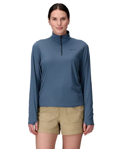 Marmot Women's Air Exchange Upf 50 1/4 Zip Shirt In Thunderhea