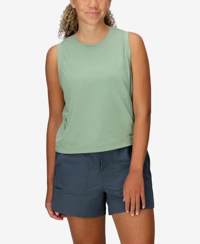 Marmot Women's Air Exchange Upf 50 High Neck Tank Shirt In Agate Green