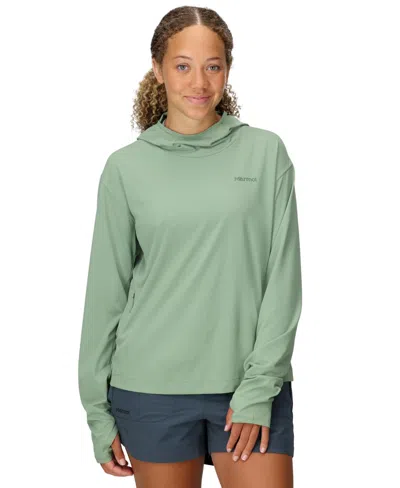 Marmot Women's Air Exchange Upf 50 Hoodie Pullover Sweatshirt In Green