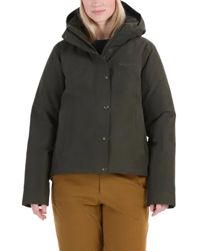 Marmot Women's Chelsea Hooded Insulated Short Coat In Rosin Green