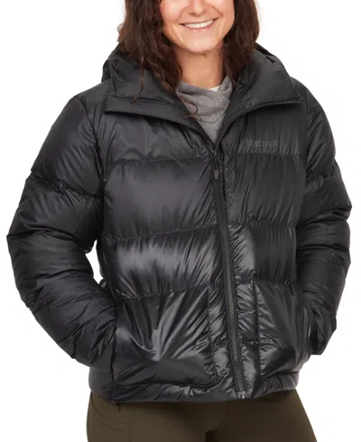 Marmot Women's Guides Hooded Zip-front Down Coat In Black