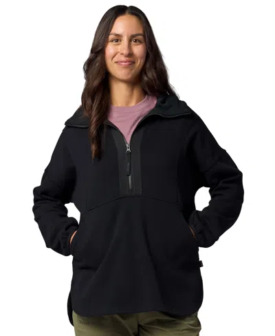 Marmot Women's Hideaway Plush Half-zip Tunic-length Fleece Hoodie In Black