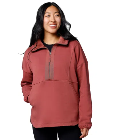 Marmot Women's Hideaway Plush Half-zip Tunic-length Fleece Hoodie In Burgundy