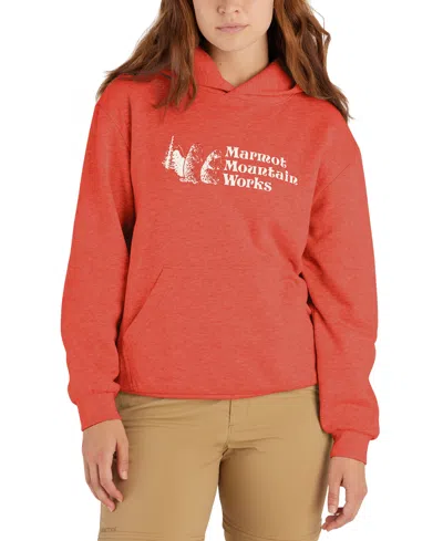 Marmot Women's Mmw Logo-print Ribbed-trim Hoodie In Grapefruit