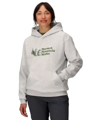 Marmot Women's Mmw Logo-print Ribbed-trim Hoodie In Gray