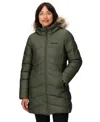 Marmot Women's Montreal Hooded Faux-fur-trim Coat In Green