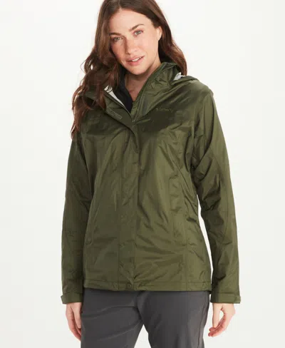 Marmot Women's Precip Eco Hooded Collar Jackets In Black