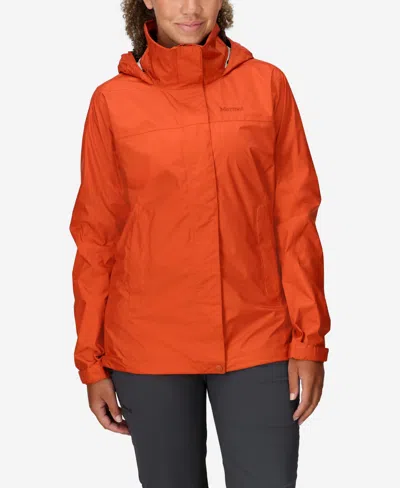 Marmot Women's Precip Eco Hooded Collar Jackets In Orange