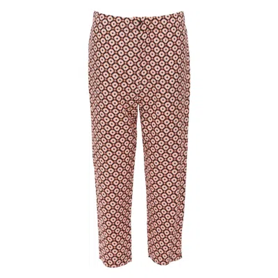 Pre-owned Marni 100% Silk Black Pink Geometric Print Elastic Waist Cropped Pants It40 S