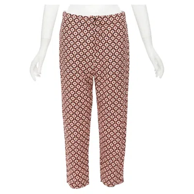 Pre-owned Marni 100% Silk Black Pink Geometric Print Elastic Waist Cropped Pants It40 S