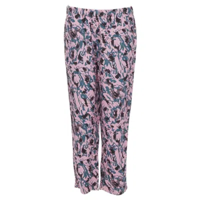 Pre-owned Marni 100% Viscose Pink Blue Abstract Print Straight Leg Pants It42 S