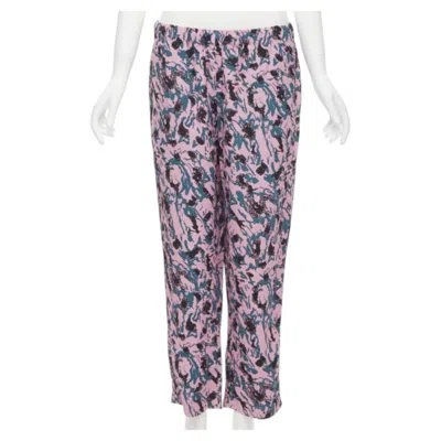 Pre-owned Marni 100% Viscose Pink Blue Abstract Print Straight Leg Pants It42 S