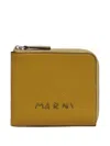 Marni Textured Leather Zip-around Wallet In Yellow