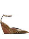 Marni 110mm Snakeskin-panel Wedge Trainers In Brown