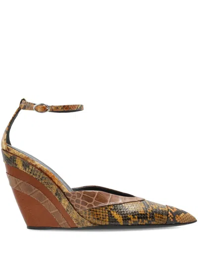 MARNI 110MM SNAKESKIN-PANEL WEDGE TRAINERS