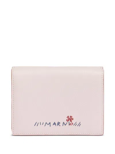 Marni Flower-embroidered Wallet In Pink