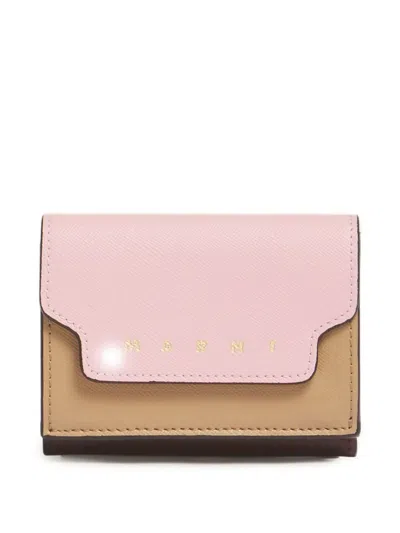 Marni Tri-fold Saffiano-leather Wallet In Multi