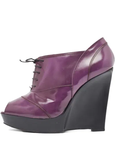 Pre-owned Marni 120mm Peep-toe Wedge Boots