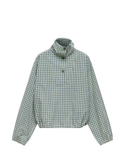 Marni 체크 드로스트링 셔츠 In Green