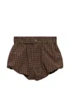 Marni 체크 패턴 퍼플 포플린 블루머 In Brown
