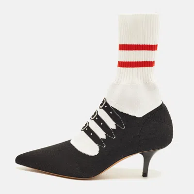 Pre-owned Marni Size 36 Black Knit Fabric Pointed Toe Sock Boots