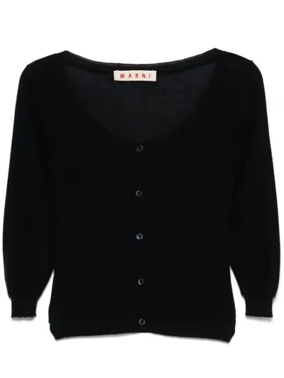 Pre-owned Marni 2000s Fine-knit Cardigan In Black