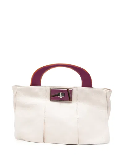 Pre-owned Marni 2000s Resin-handle Tote Bag In Neutrals