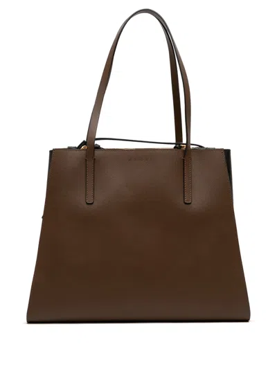 Pre-owned Marni 2010-2025 Bicolor Leather 9 To 5 Tote Bag In Brown