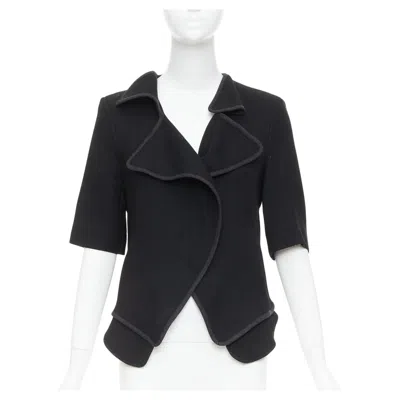 Pre-owned Marni 2010 Black 100% Virgin Wool Twill Trimmed Collar Fitted Jacket It38 Xs