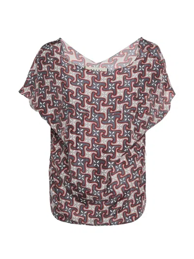 Pre-owned Marni 2010 Geometric-print Blouse In Gray