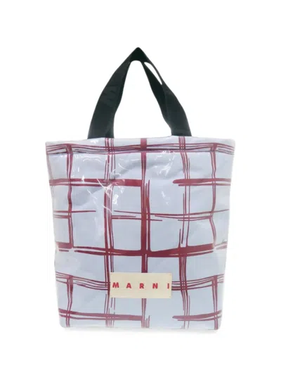 Pre-owned Marni 2010-2026 Printed Polyester Padded Tote Bag In Blue