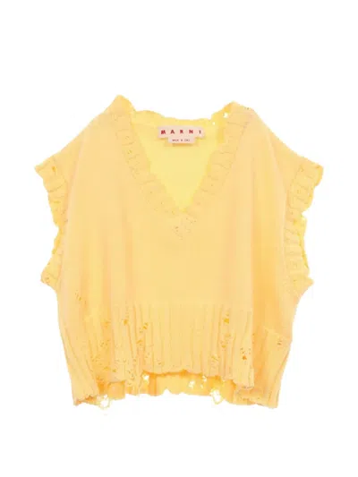 Pre-owned Marni 2010s Distressed Knit Vest In Yellow