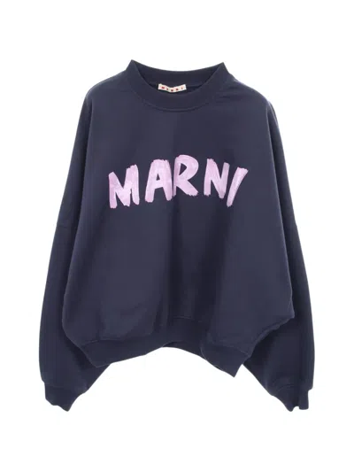Pre-owned Marni 2010s Logo-print Hoodie In Blue
