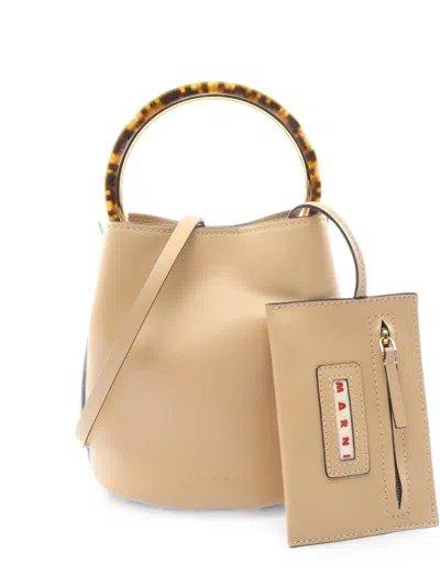 Pre-owned Marni 2010s Pannier Leather Tote Bag In ニュートラル