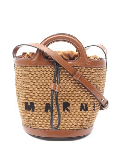 Pre-owned Marni 2010s Tropicialia Mini Bucket Bag In Brown