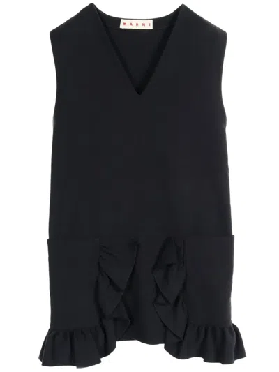 Pre-owned Marni 2010s V-neck Cotton Dress In Black