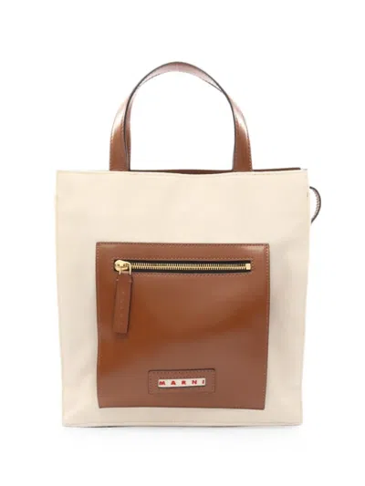 Pre-owned Marni 2010s Zipped Canvas Tote Bag In Neutrals