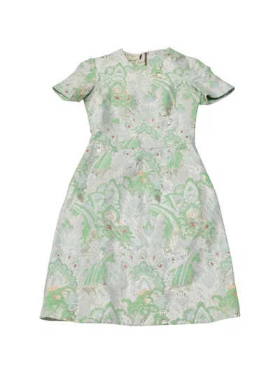 Pre-owned Marni 2012 Brocade Short-sleeves Mini Dress In Green