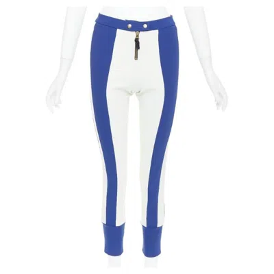 Pre-owned Marni 2012 Electric Blue Cream Stretchy Cropped Riding Pants It40 S In White