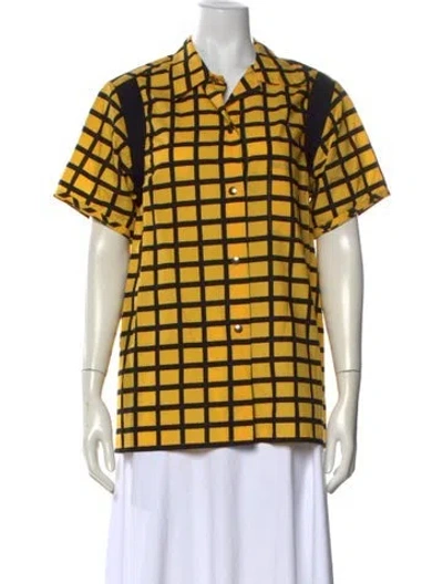 Pre-owned Marni 2012 Plaid Print Button-up Top In Yellow