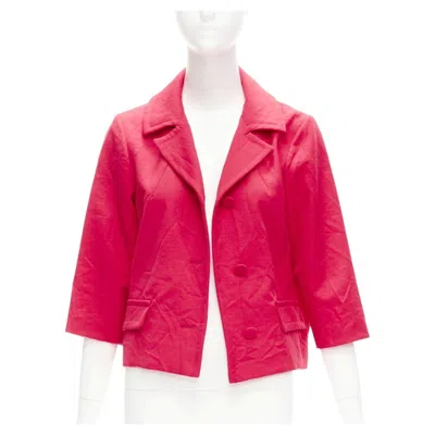 Pre-owned Marni 2014 Red Creased Crinkle Wrapped Buttons Cropped Boxy Jacket It38 Xs