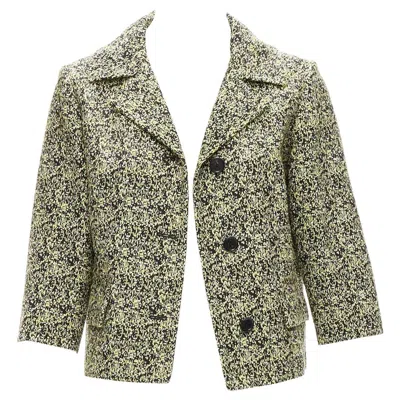 Pre-owned Marni 2014 Yellow Speckle Jacquard Cotton Blend Cropped Jacket It38 Xs
