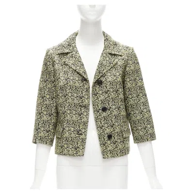 Pre-owned Marni 2014 Yellow Speckle Jacquard Cotton Blend Cropped Jacket It38 Xs