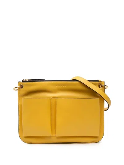 Pre-owned Marni 2015-2025 Leather Pocket Crossbody Bag In Yellow