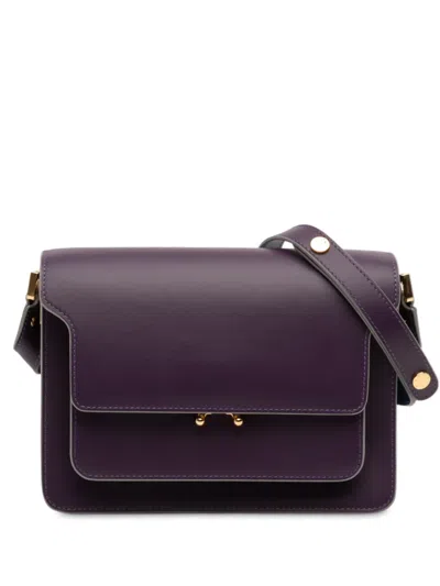 Pre-owned Marni 2015-2025 Medium Leather Trunk Crossbody Bag In Purple